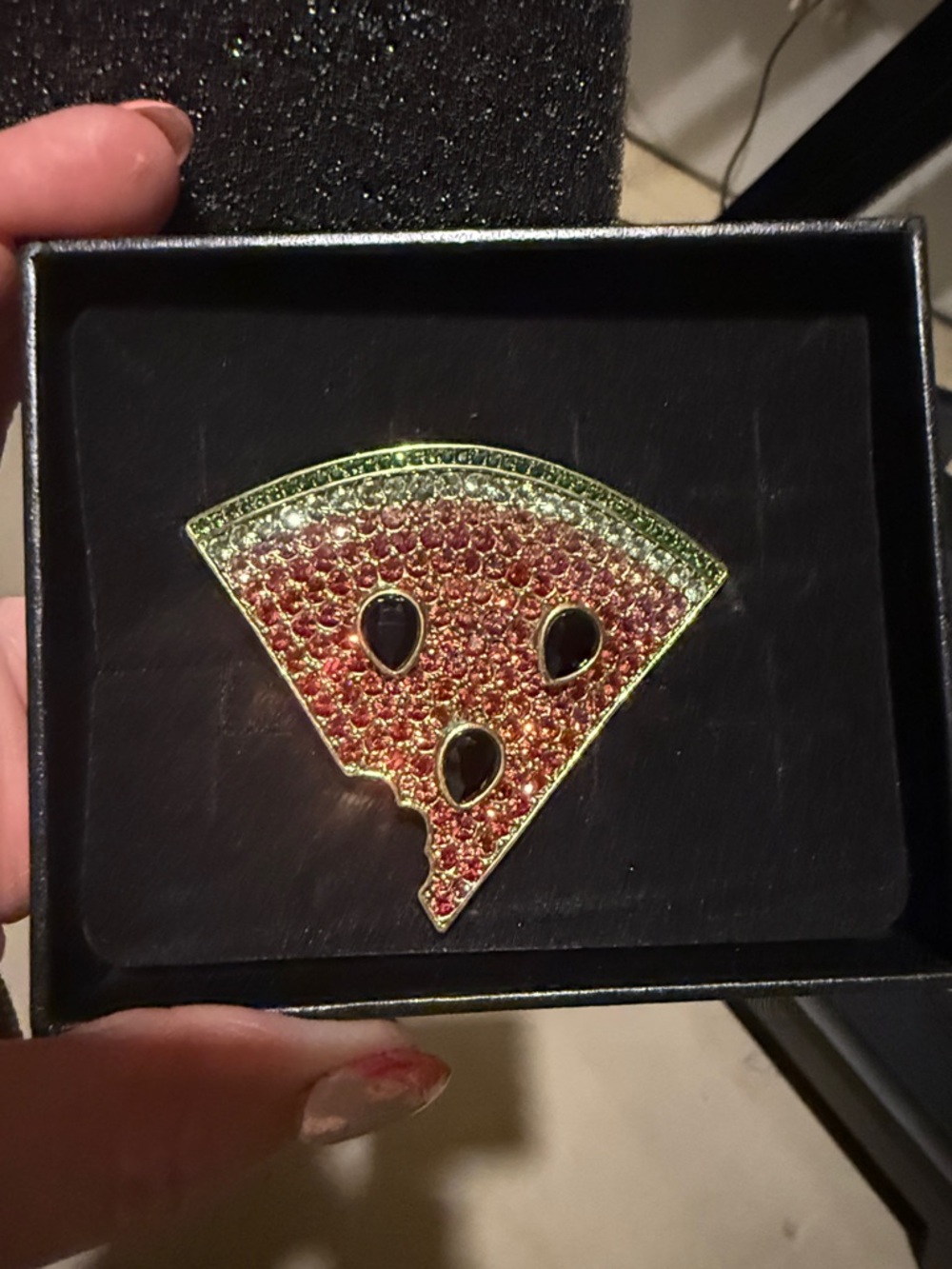 Heidi Daus Sweet Slice Sparkling Pin - Green & Red Crystal Brooch